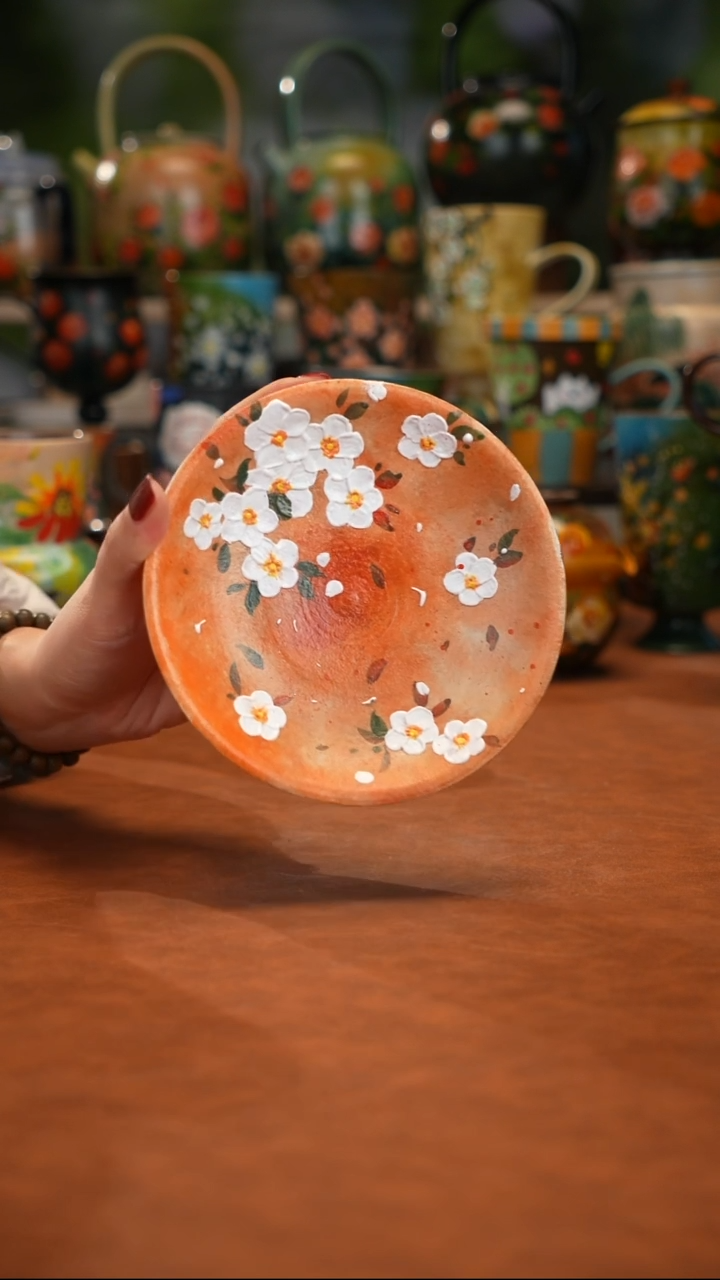 紫砂油画手绘釉下彩