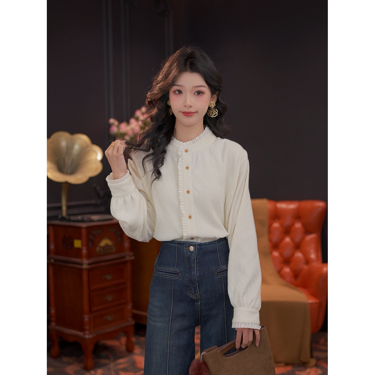 思思复古【相降】25年秋季新款简约小众显瘦减龄衬衫#S14463