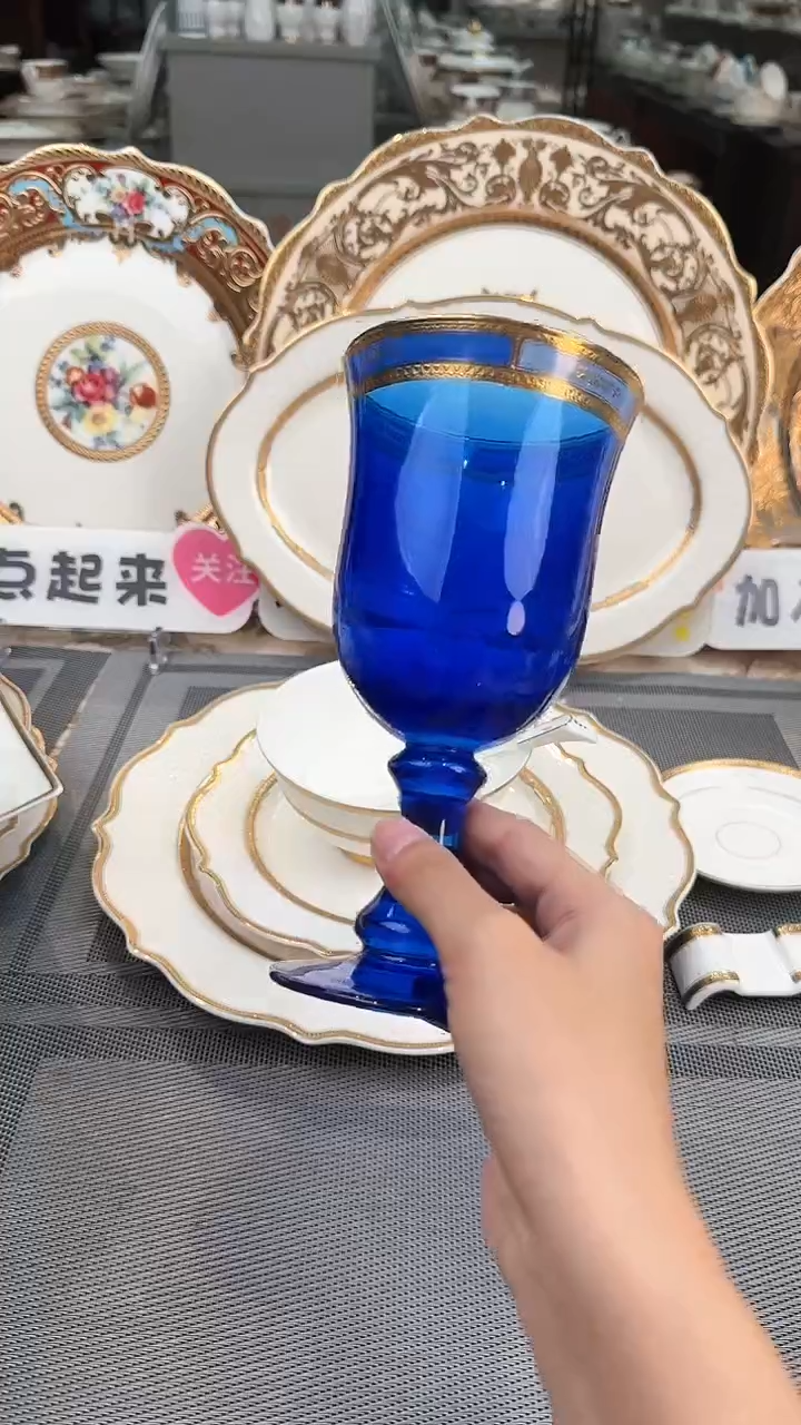 【闪购商品】瓷片高脚水晶玻璃杯1个福利价