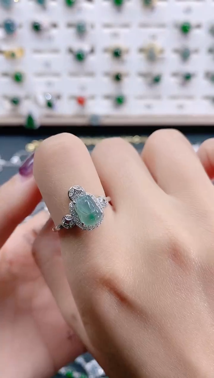 【闪购商品】翡翠戒指银S925镶嵌天然翡翠