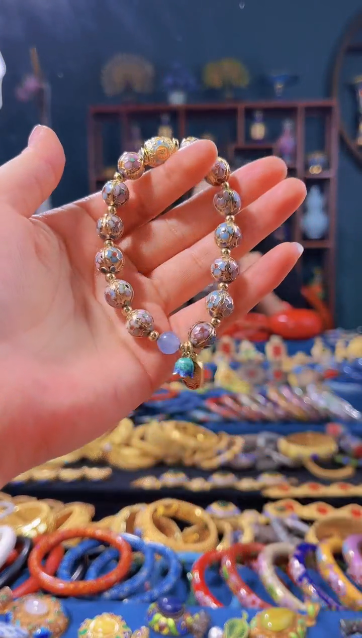 【闪购商品】非遗绝技 景泰蓝金地瓜棱手串