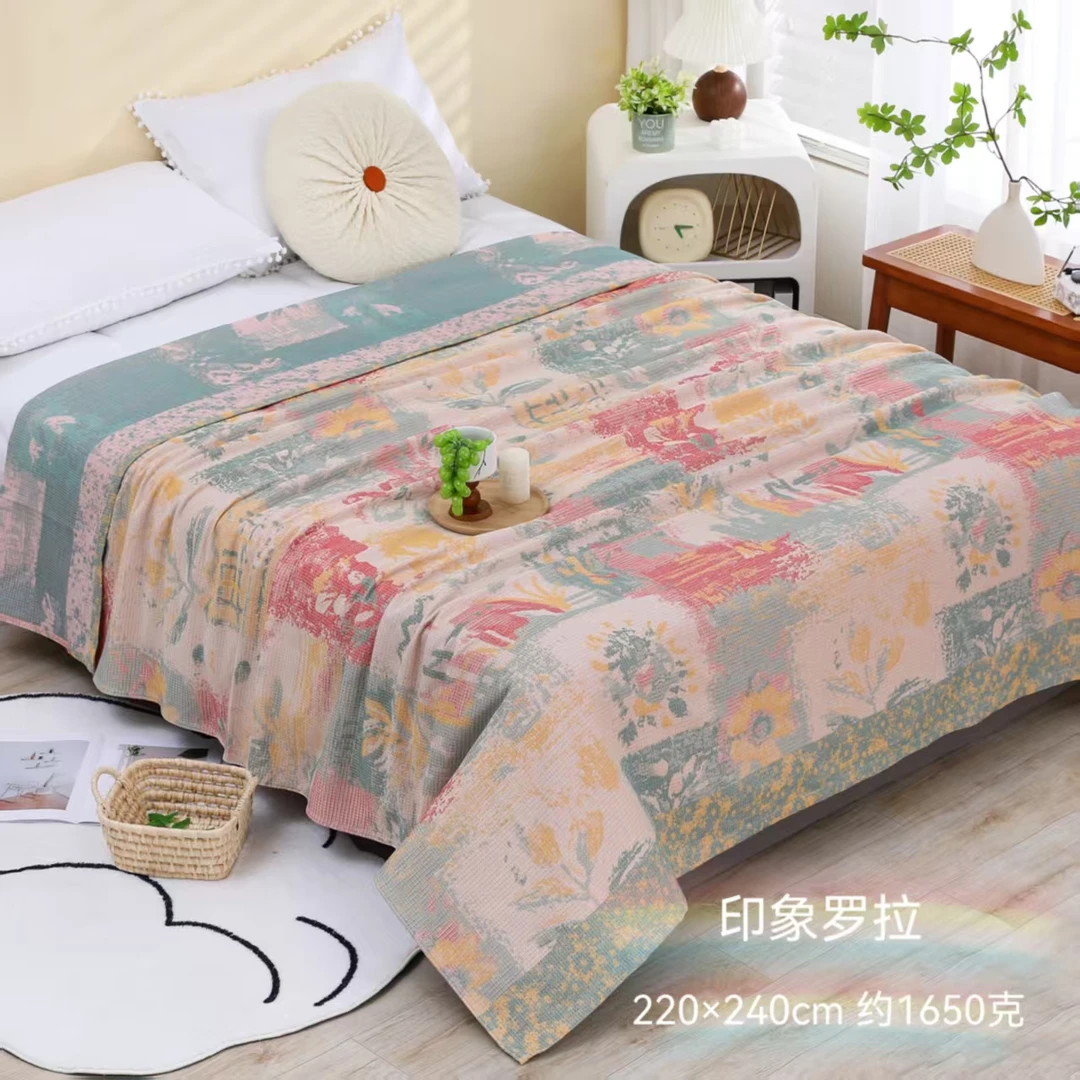 【印象罗拉】2.2*2.4米柔软A类亲肤透气可机洗四季外贸棉麻盖毯G