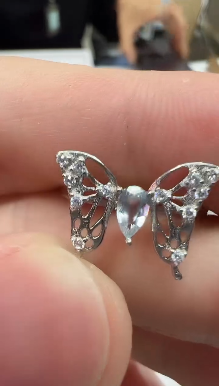 银S925镶嵌戒圈海蓝宝石1230m096多样性发其一