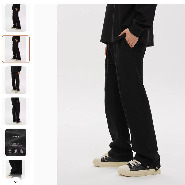 Z07-111073-CLI裤脚四合扣开叉休闲裤