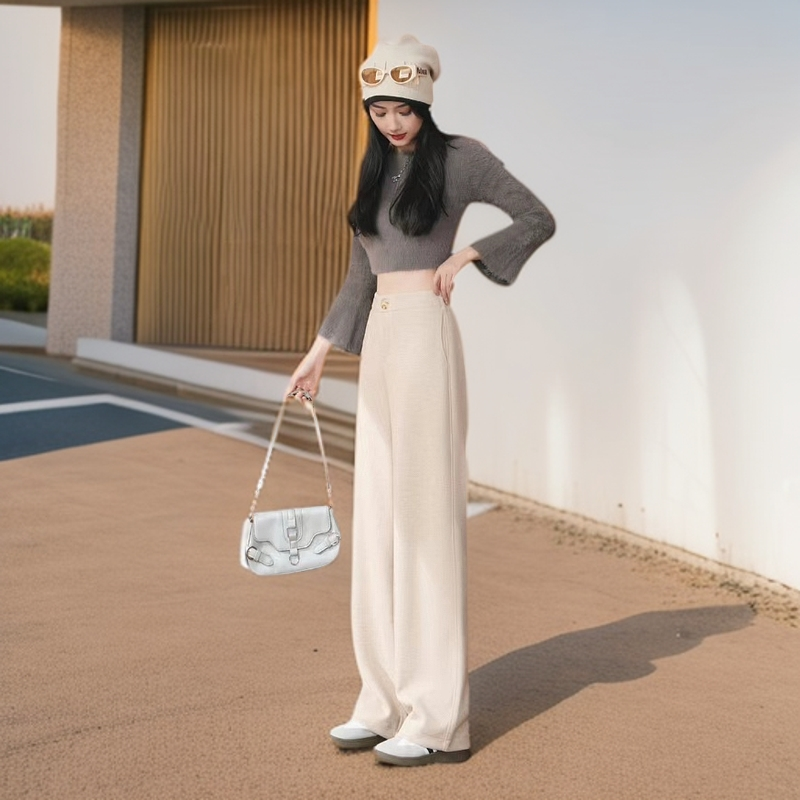 时尚减龄直筒66206拖地裤春秋显瘦休闲