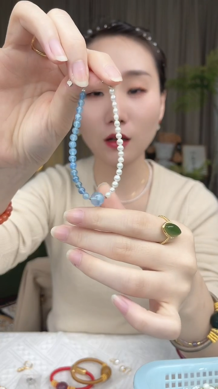 未镶嵌手链淡水珍珠蓝天白云手链