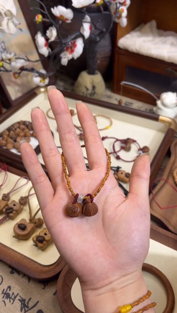 手串桃核【桃缘行】竹节「福气莲莲」桃木桃核辟、挡、驱、护 备注手围