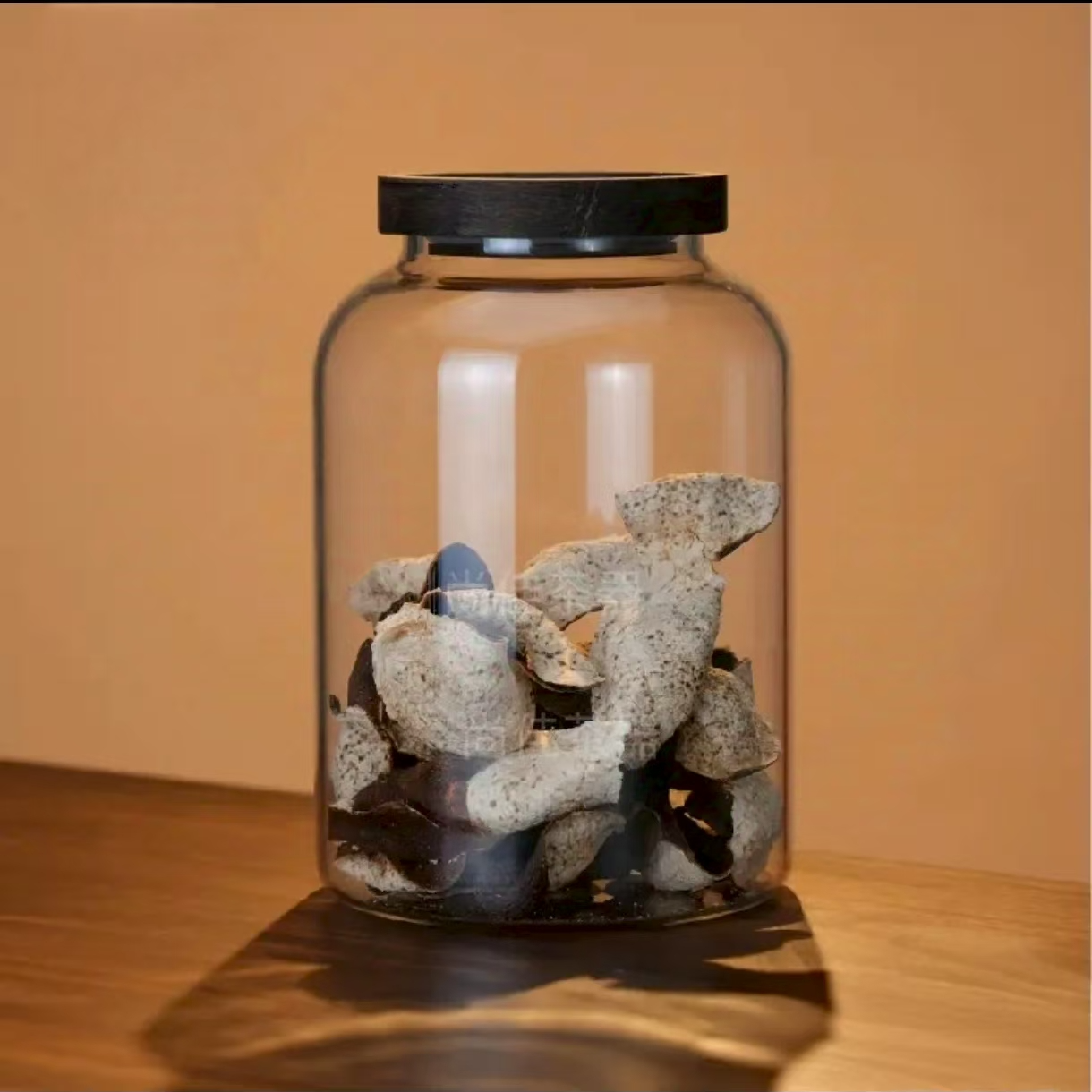 1900ml陈皮罐子高硼硅玻璃相思木盖密封茶叶罐玻璃罐大容量加厚