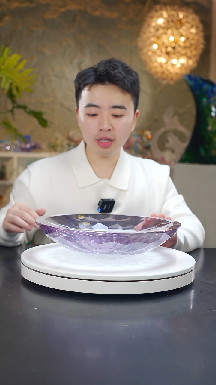 手工艺品琉璃金紫色设计款切面果盘