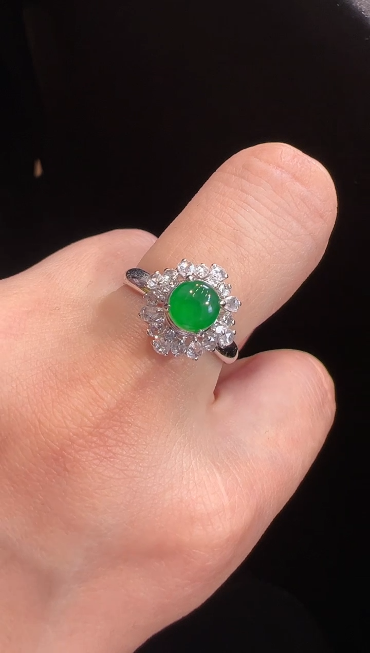 【闪购商品】翡翠戒指18K金镶嵌戒指