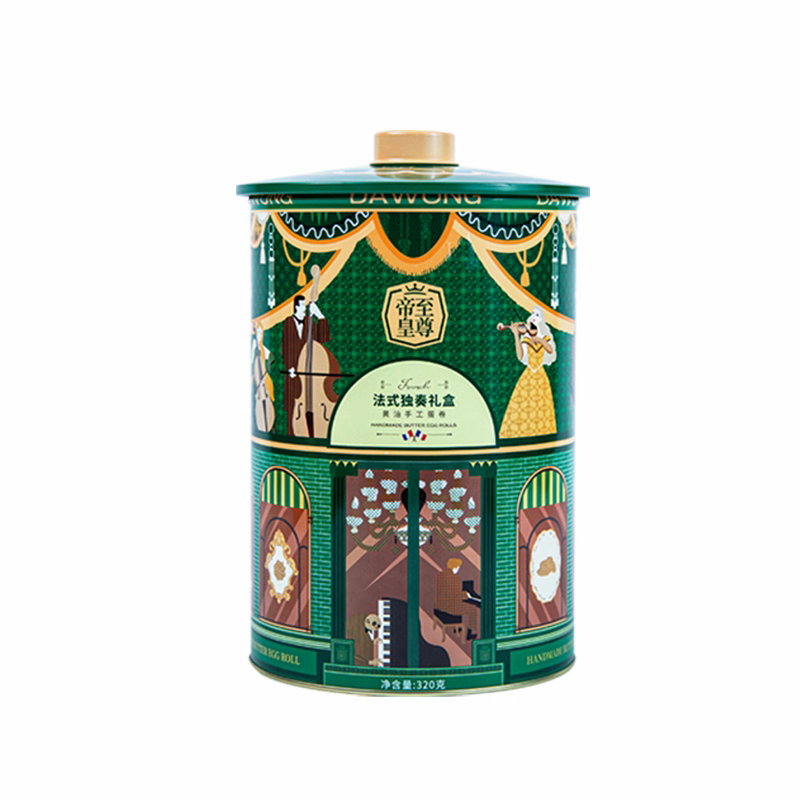 至尊帝皇手工黄油蛋卷法式独奏礼盒320克铁罐装