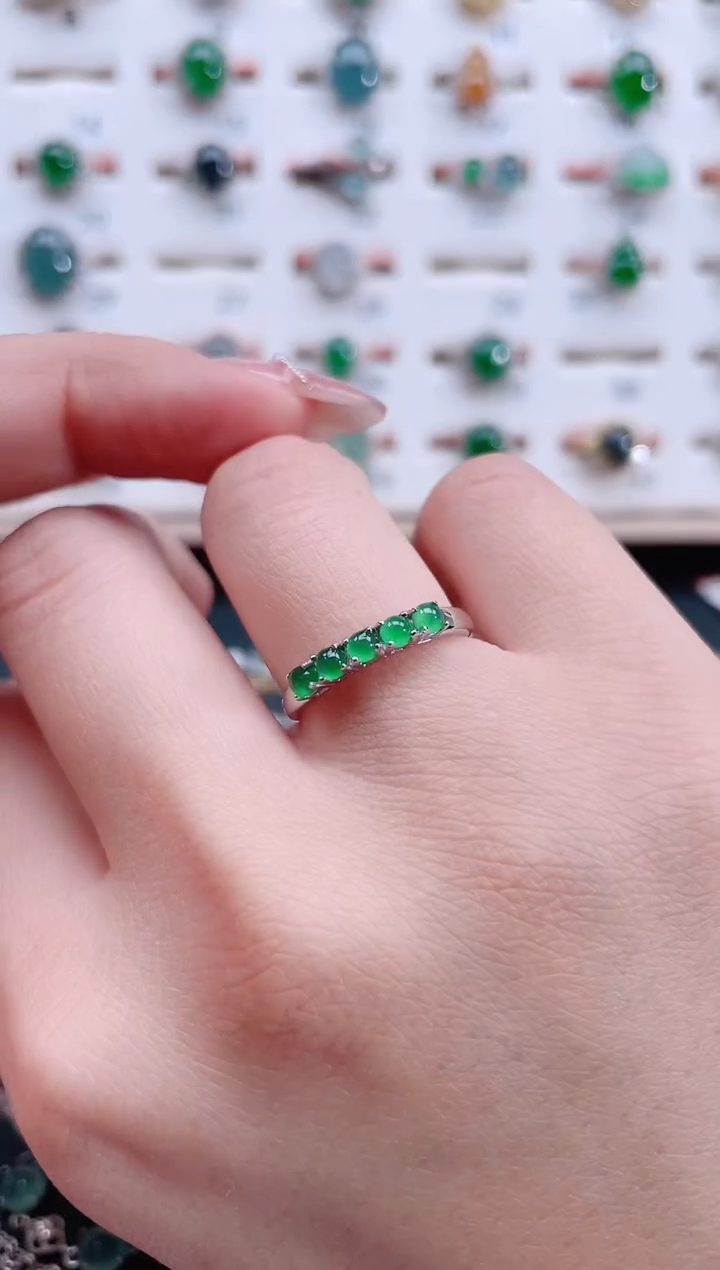 银S925镶嵌戒指翡翠天然翡翠