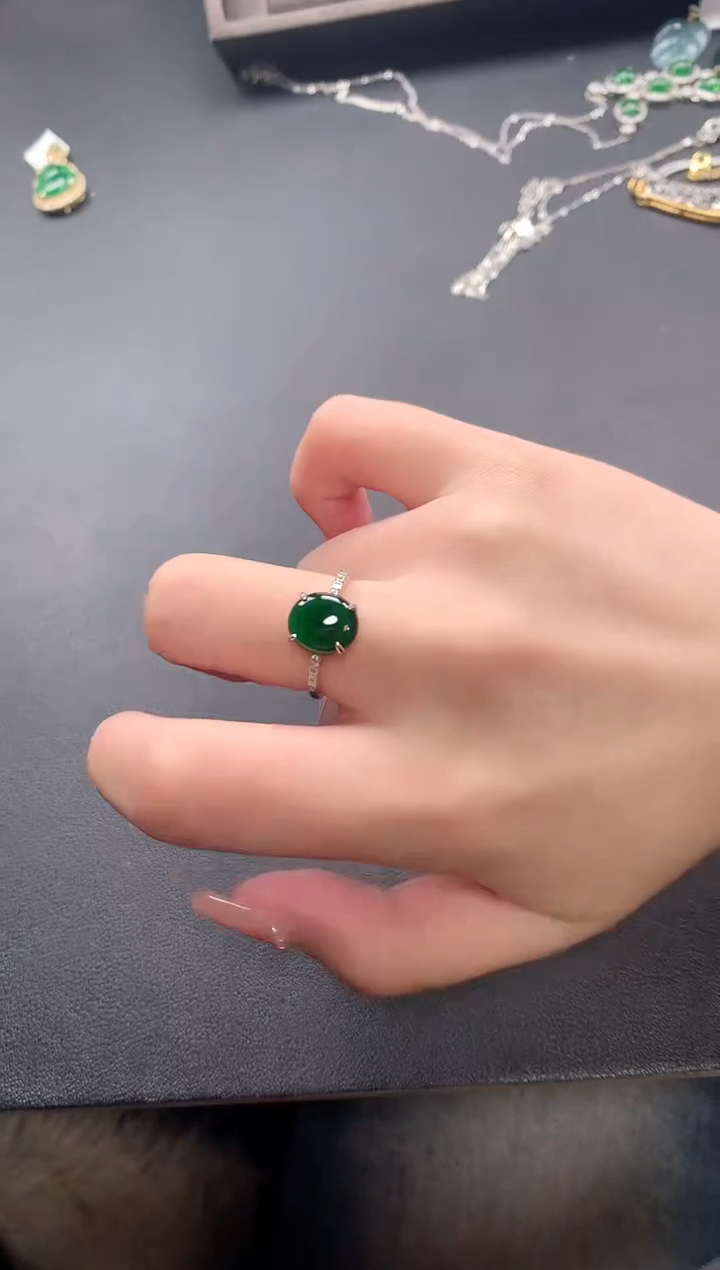 【闪购商品】翡翠戒指银S925镶嵌6214