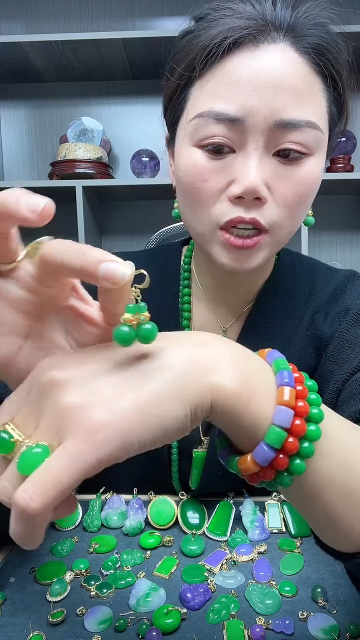 【闪购商品】翡翠耳饰14K金镶嵌耳饰