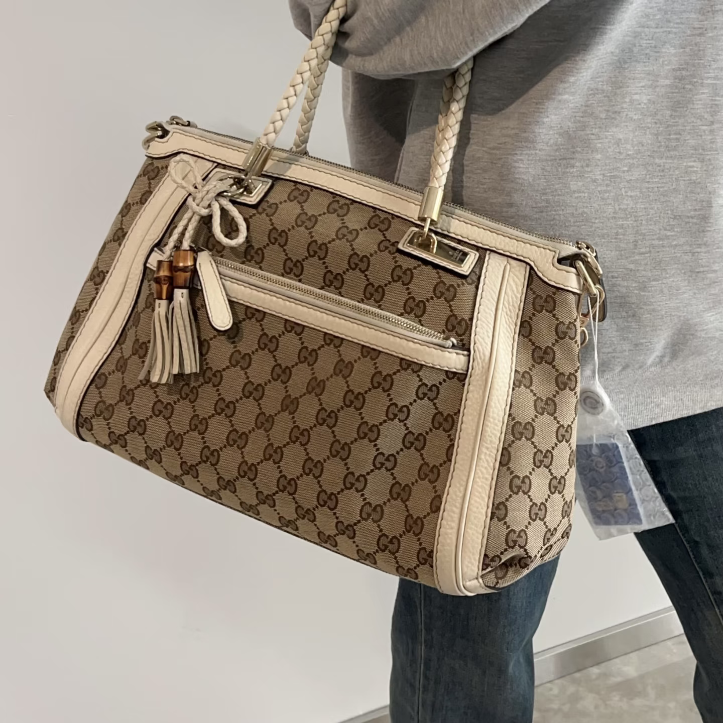 95新 GUCCI/古驰 老花流苏单肩包/ZH12609016/9016