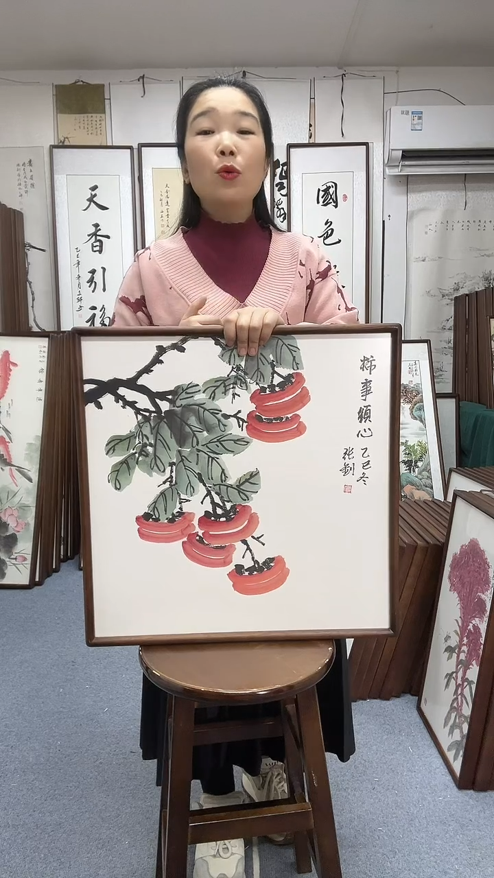 国画尺寸52*52实木画框京东包邮手绘