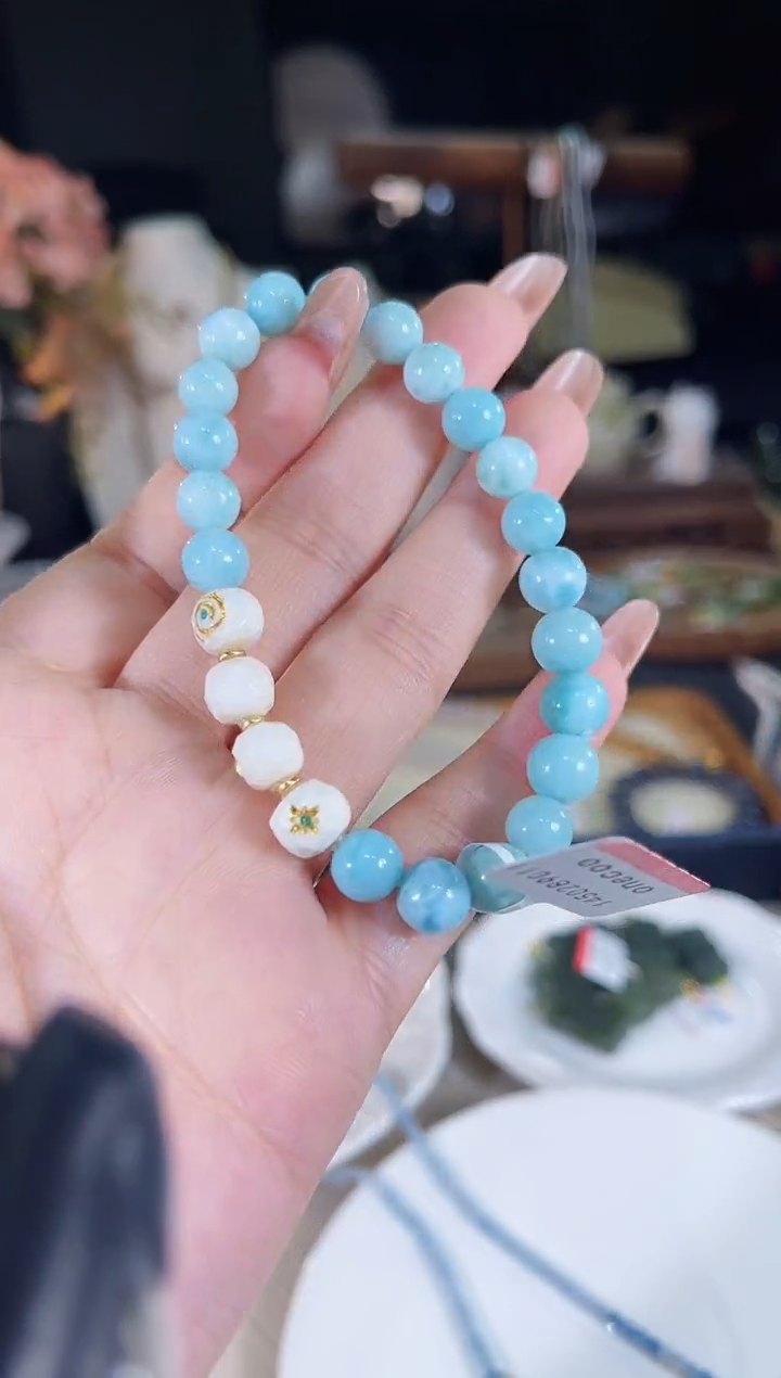 针钠钙石（海纹石）未镶嵌手链多样性发货其一