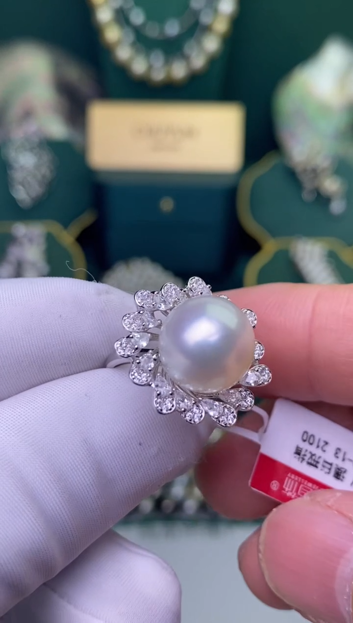 【闪购商品】海水珍珠戒指银S925镶嵌12-13