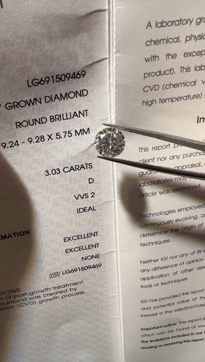 裸石合成钻石你***友LG9469   3.03ct