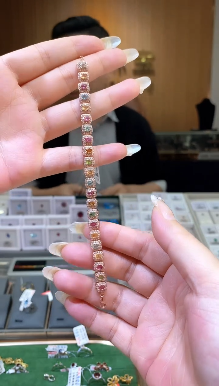 【闪购商品】碧玺手链银S925镶嵌天然碧玺手链
