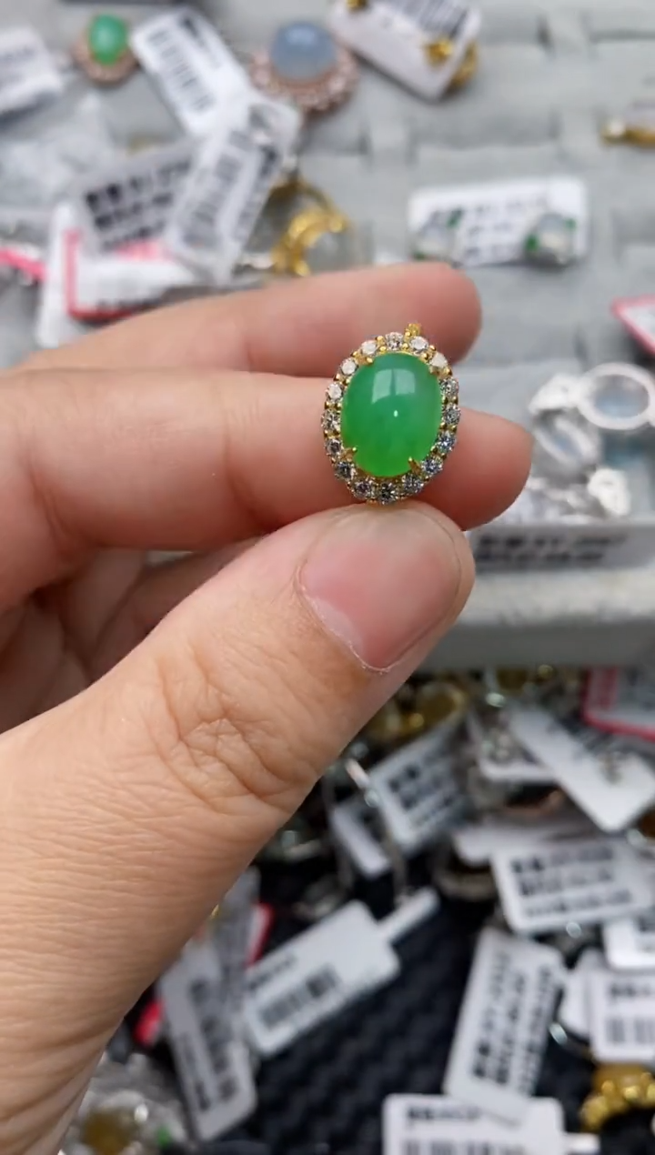 【闪购商品】翡翠戒指银S925镶嵌777777---1
