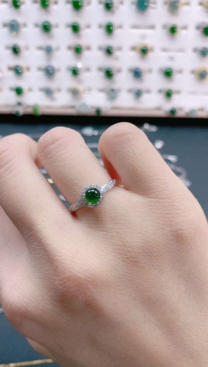 【闪购商品】翡翠戒指银S925镶嵌天然翡翠