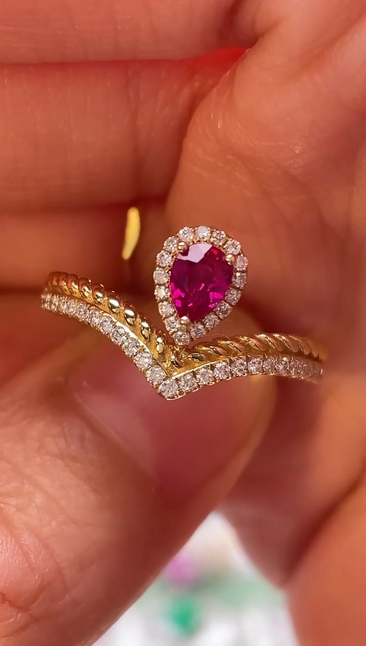 【闪购商品】红宝石戒指18K金镶嵌缅甸主石：0.30ct