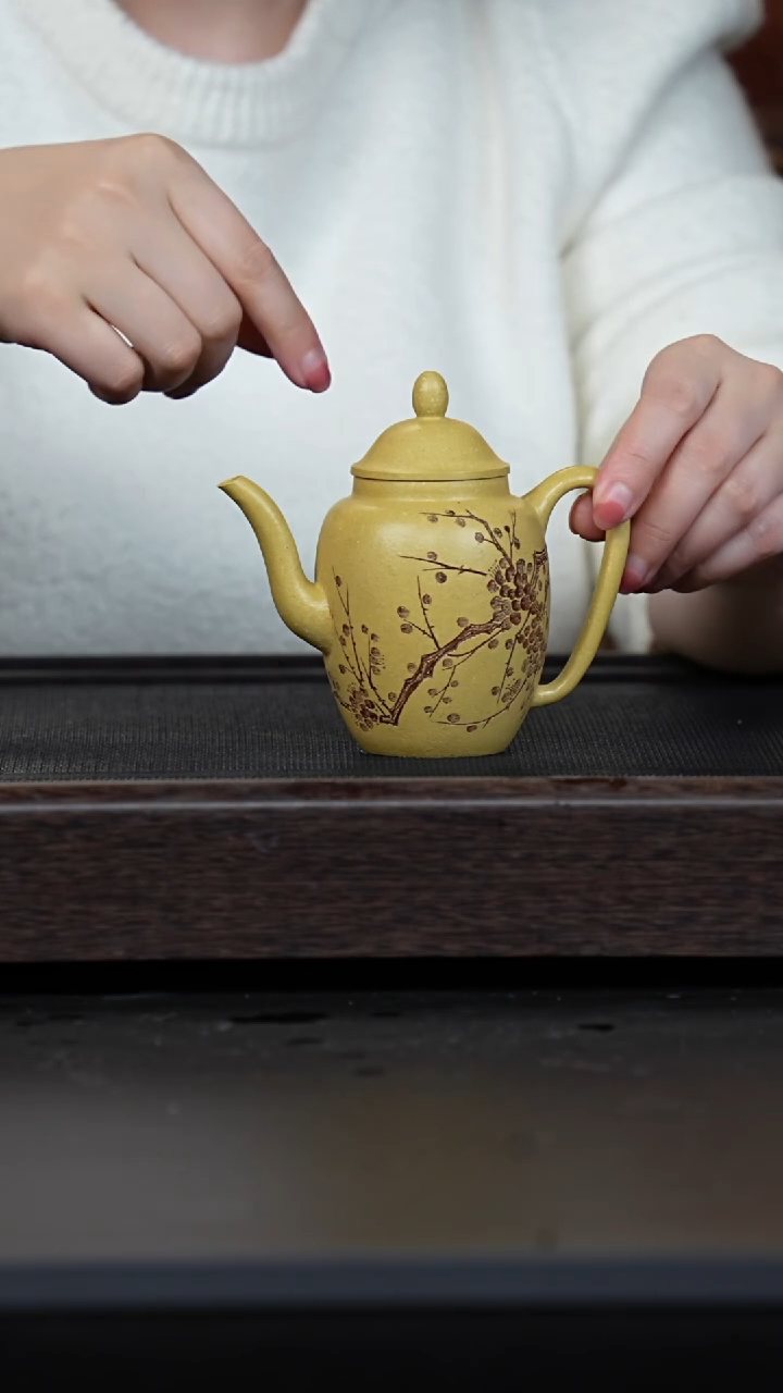 【闪购商品】紫砂茶壶梨皮本绿刻绘明式宫灯