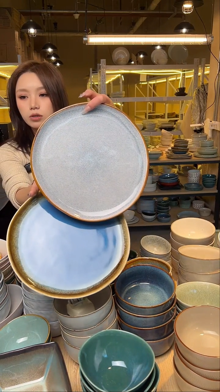 瓷183【瑕疵】外贸尾货窑变釉下彩