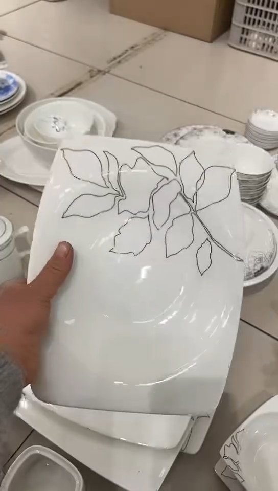 骨瓷微瑕9.5长方盘隆达骨瓷