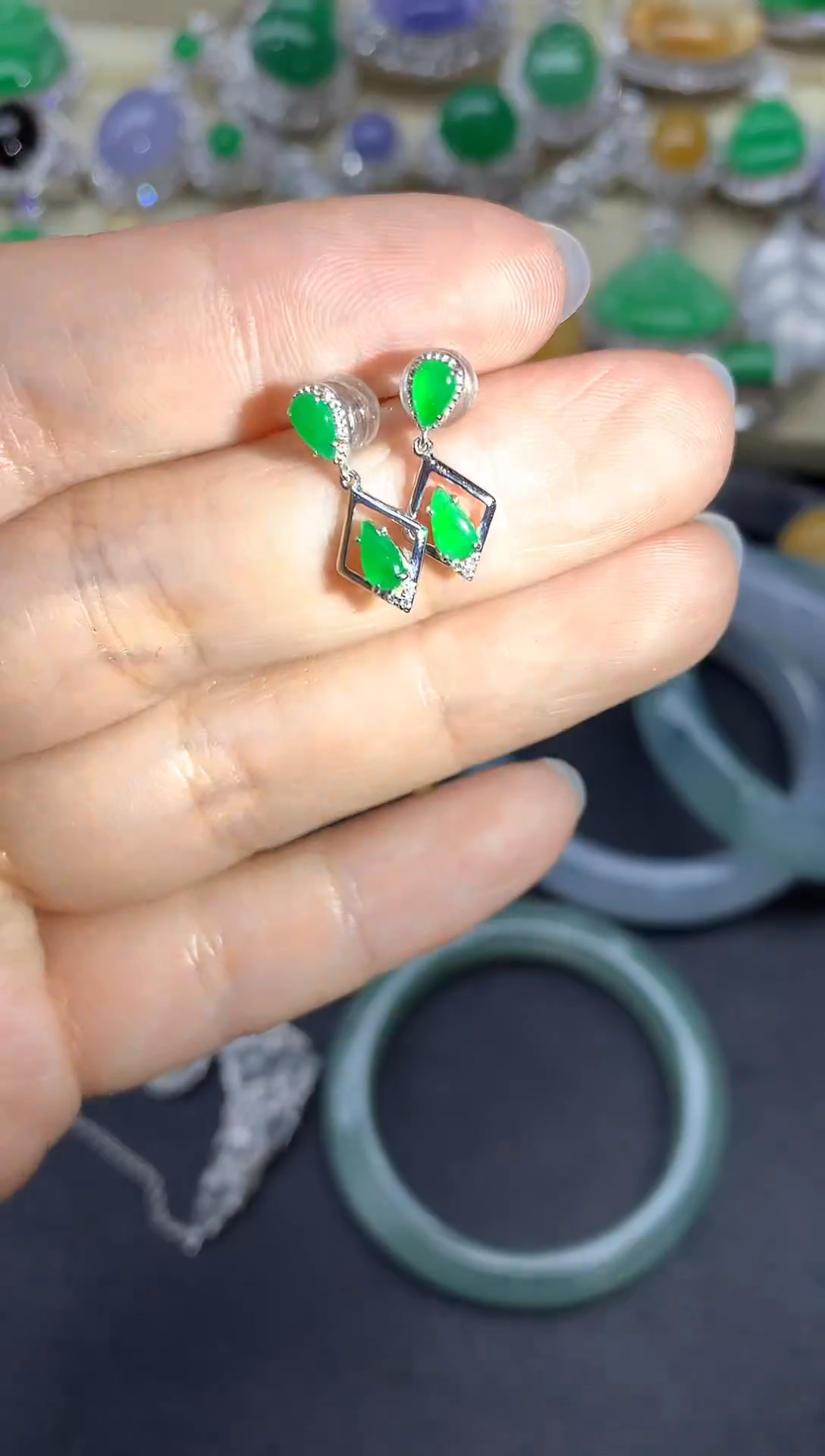 【闪购商品】翡翠耳饰18K金镶嵌203-中国好珍宝