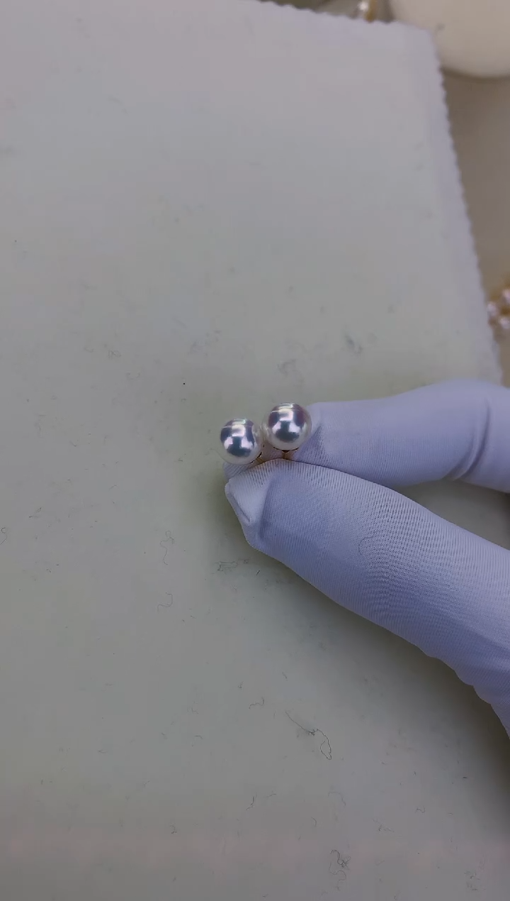 18K金镶嵌DA海水珍珠 GD015 8-8.5 素钉定制