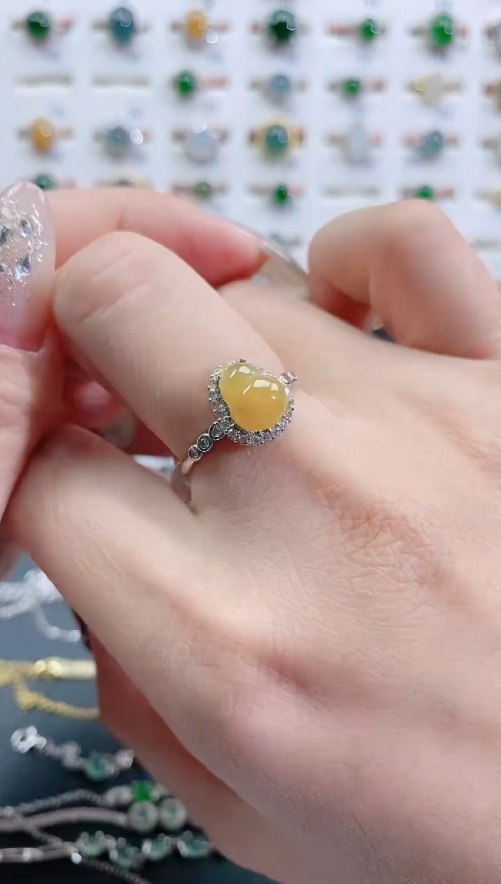 银S925镶嵌戒指翡翠天然翡翠