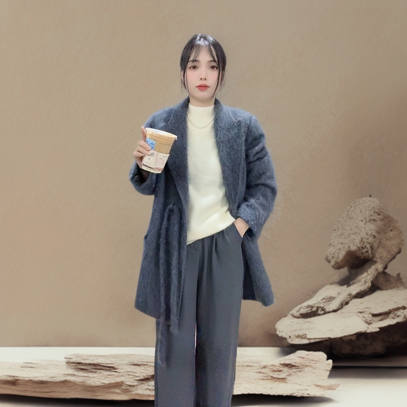 D1羊毛拉毛大衣外套冬季西装少女风