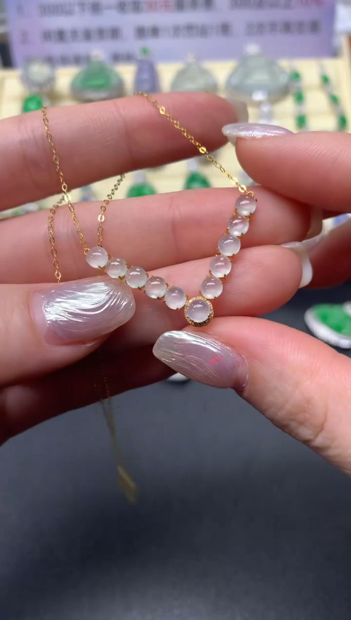 【闪购商品】翡翠项链18K金镶嵌项链|1700+170