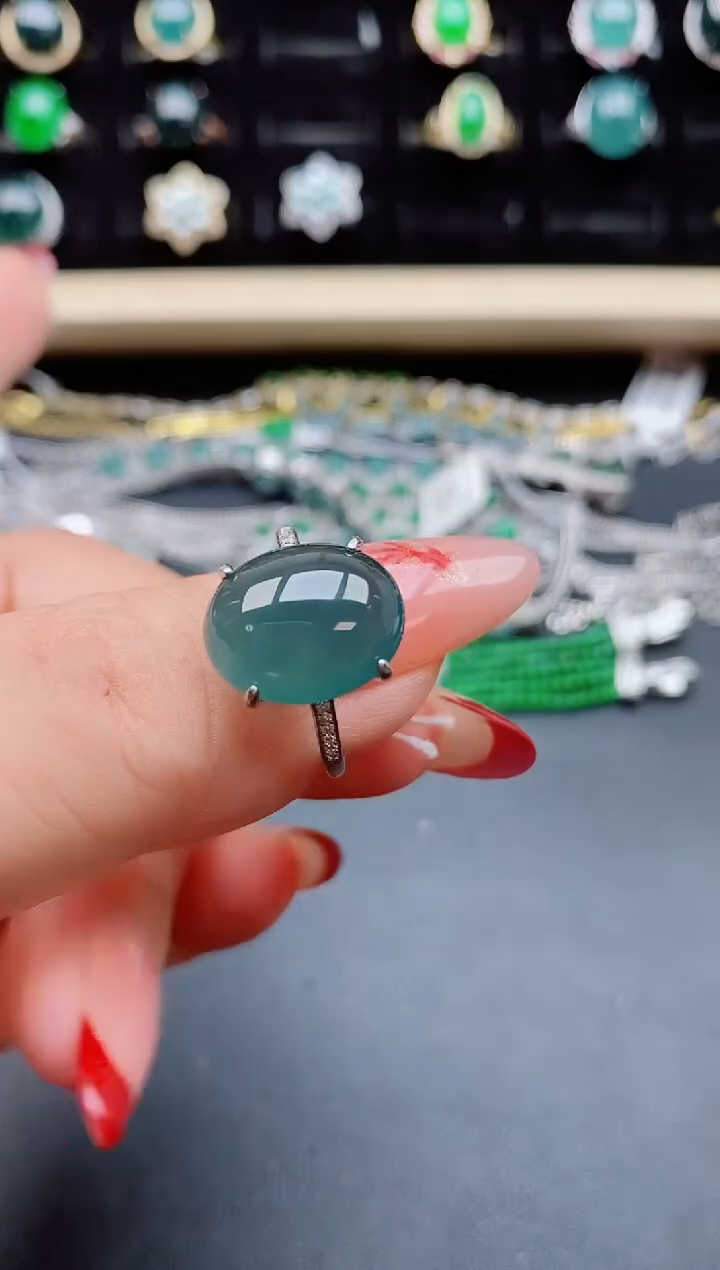【闪购商品】翡翠戒指银S925镶嵌1321