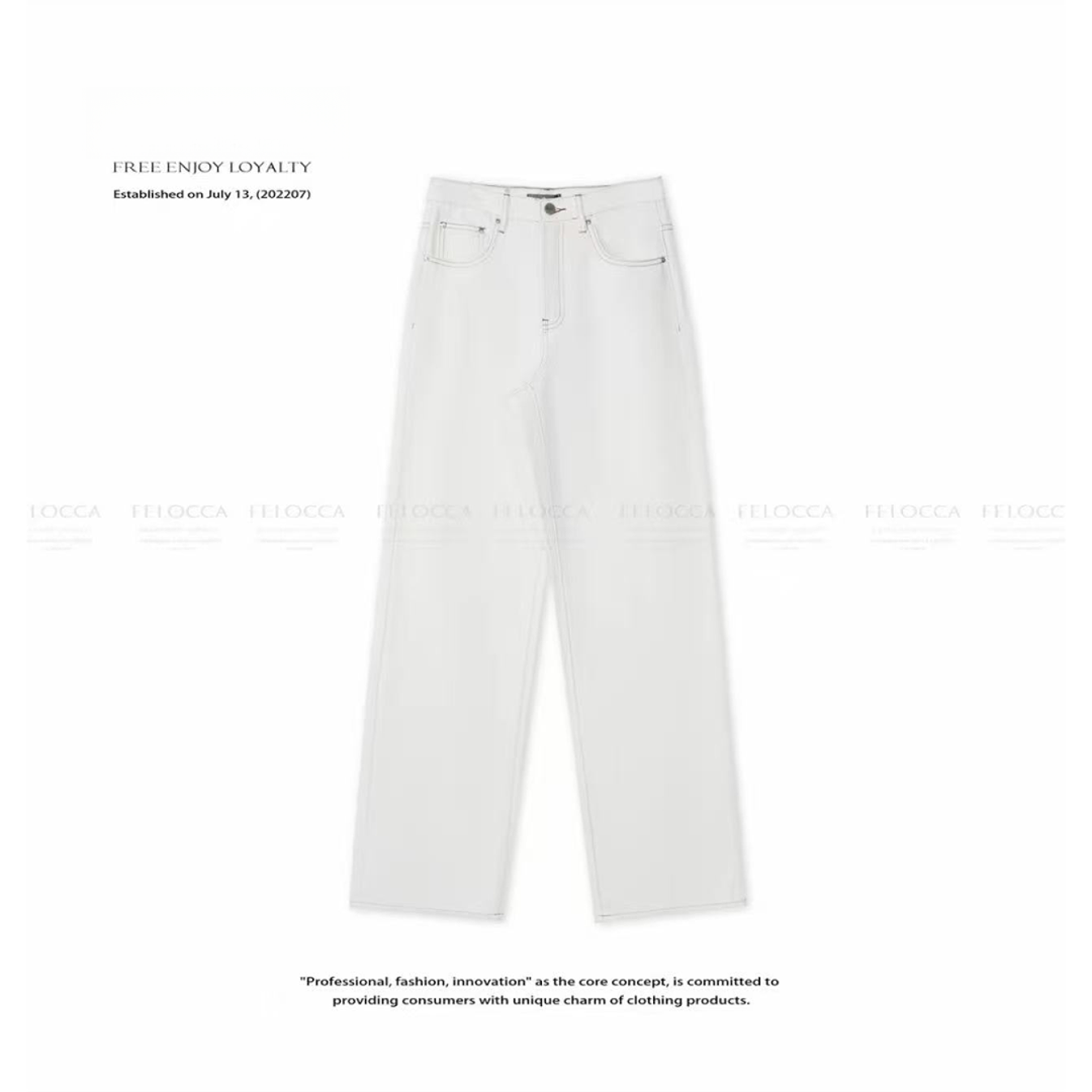 韩版宽松直筒明线牛仔裤F3978