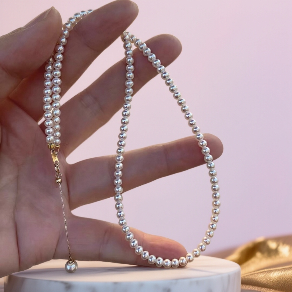  Baby珠 3-5mm极光款炫彩无暇小米珠项链 40+5cm延长链经典锁骨链