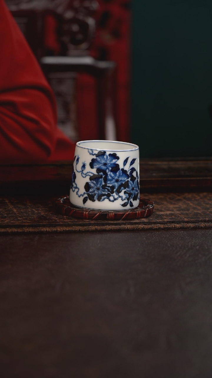 【闪购商品】杯洪印慕明折枝蔷薇威士忌杯