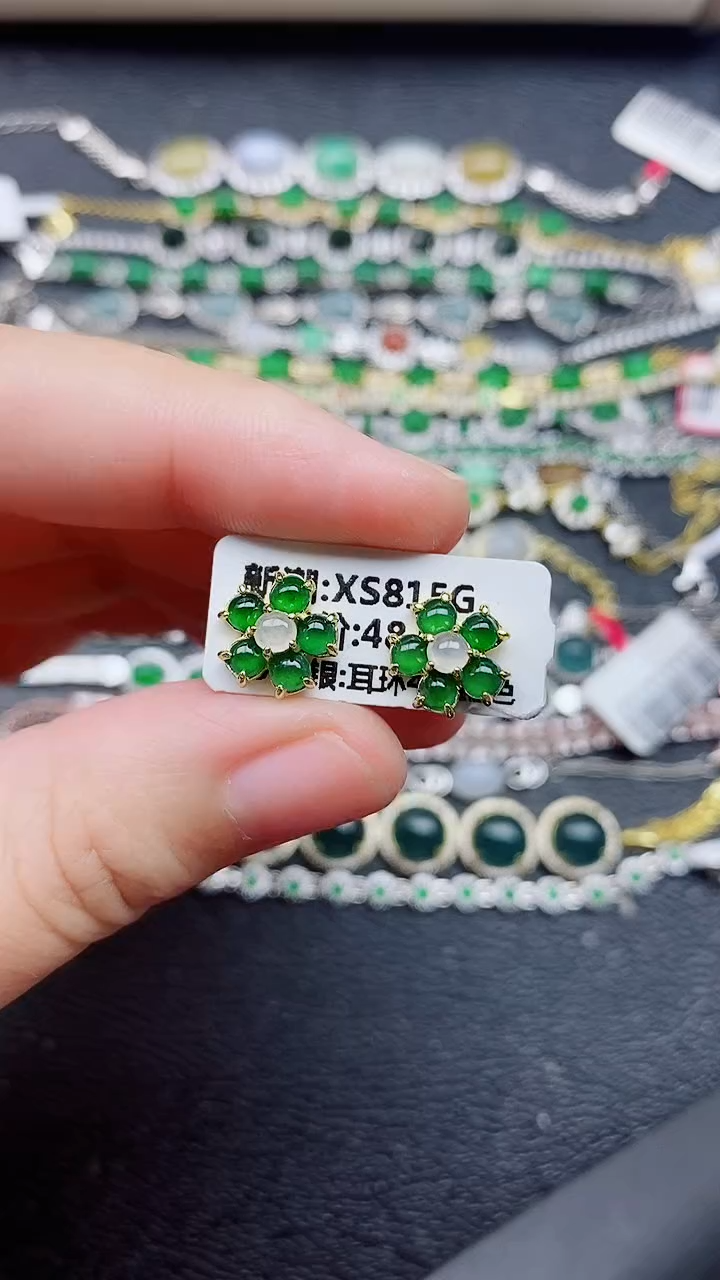 银S925镶嵌戒指翡翠1