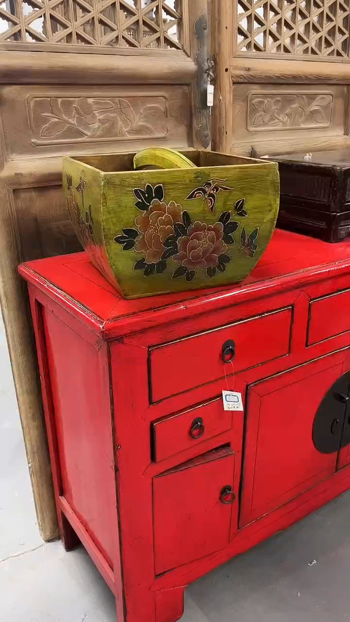 木嗯*堆漆工艺实木米斗绿色