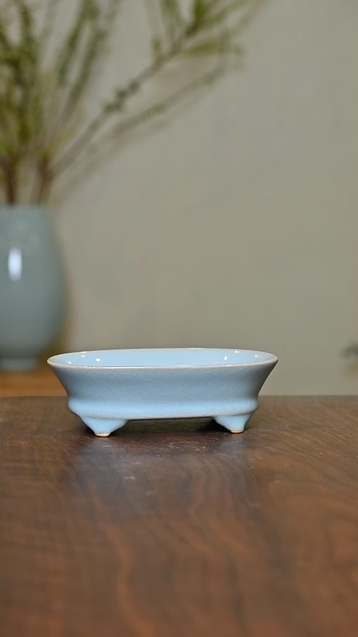 小水仙盆 天青 微瑕 朱家汝窑款