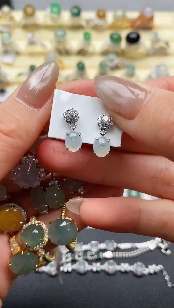 【闪购商品】翡翠戒指银S925镶嵌缅甸翡翠3   9+2