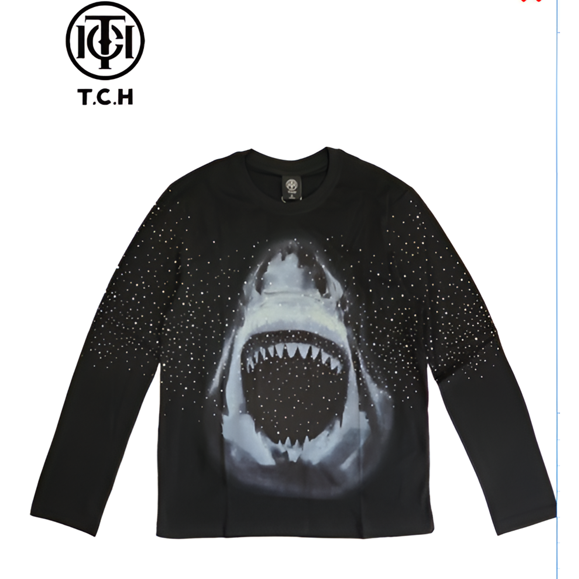 TCH服饰店播-潮牌大白鲨字母长袖上衣女T72A086053