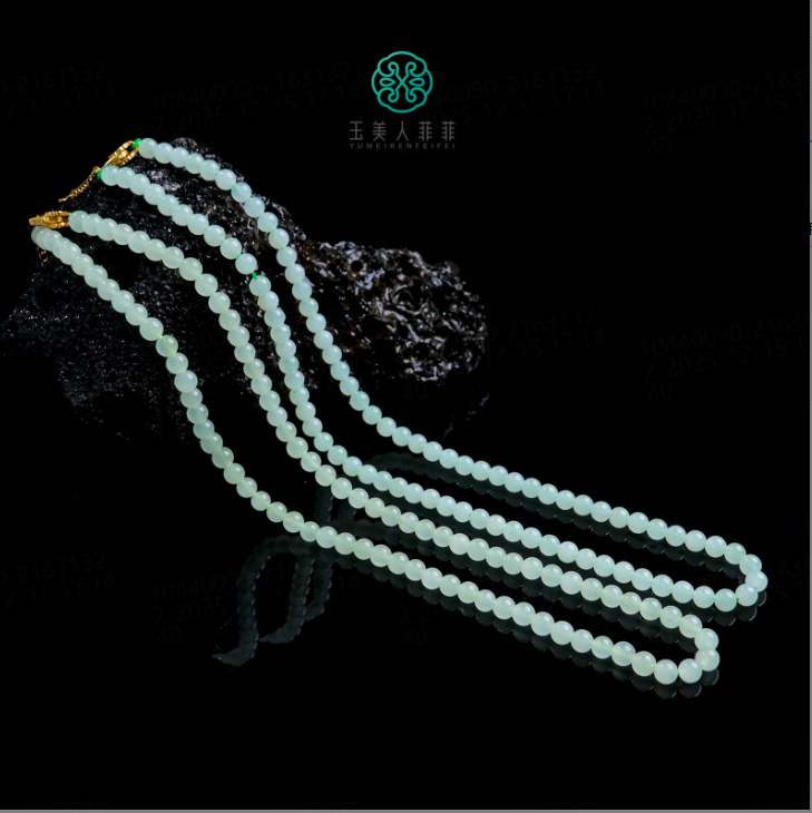 石惑珠宝-和田玉项链-青黄圆珠5mm-多样性发一