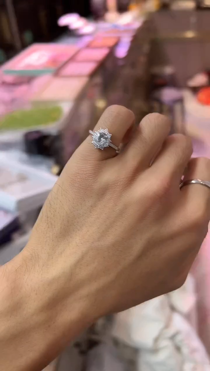 银S925镶嵌戒圈海蓝宝石1222m024多样性发其一