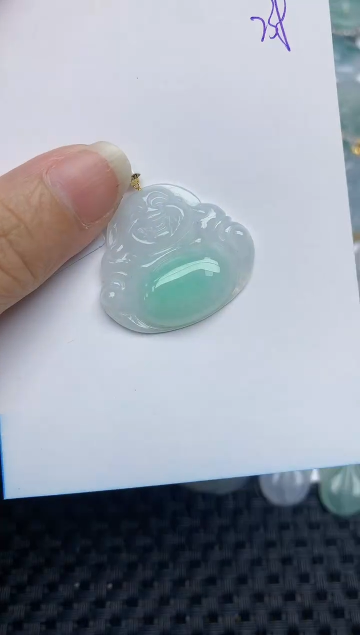 翡翠18K金镶嵌颈饰天然A货翡翠 238