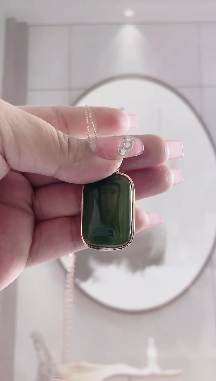 【闪购商品】和田玉吊坠银S925镶嵌福利和田玉无事牌吊坠项链