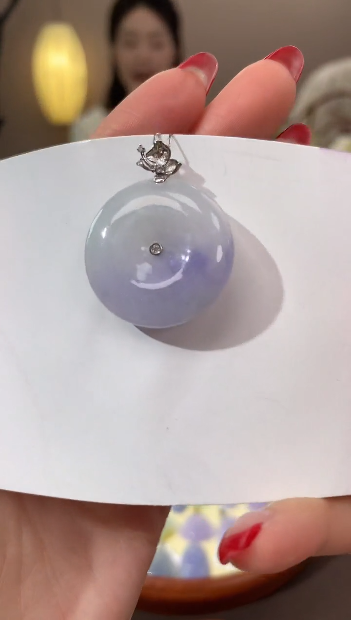 【闪购商品】翡翠颈饰18K金镶嵌天然缅甸a货翡翠