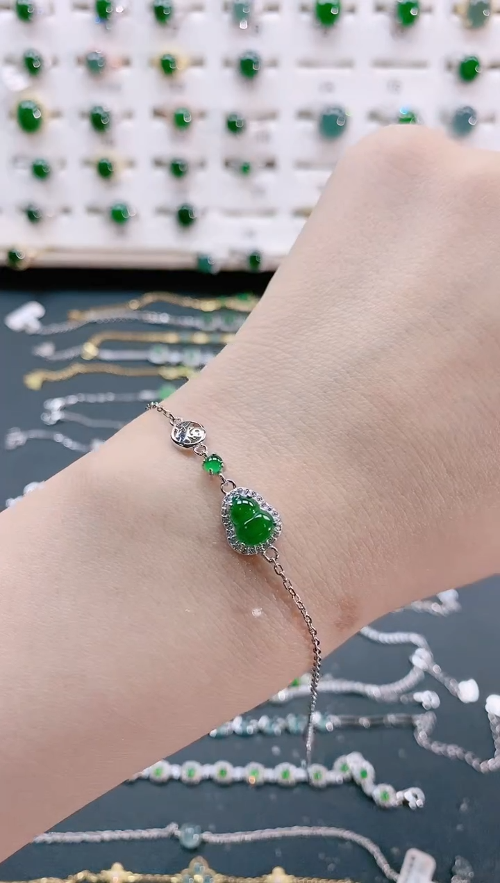 【闪购商品】翡翠手链银S925镶嵌天然翡翠